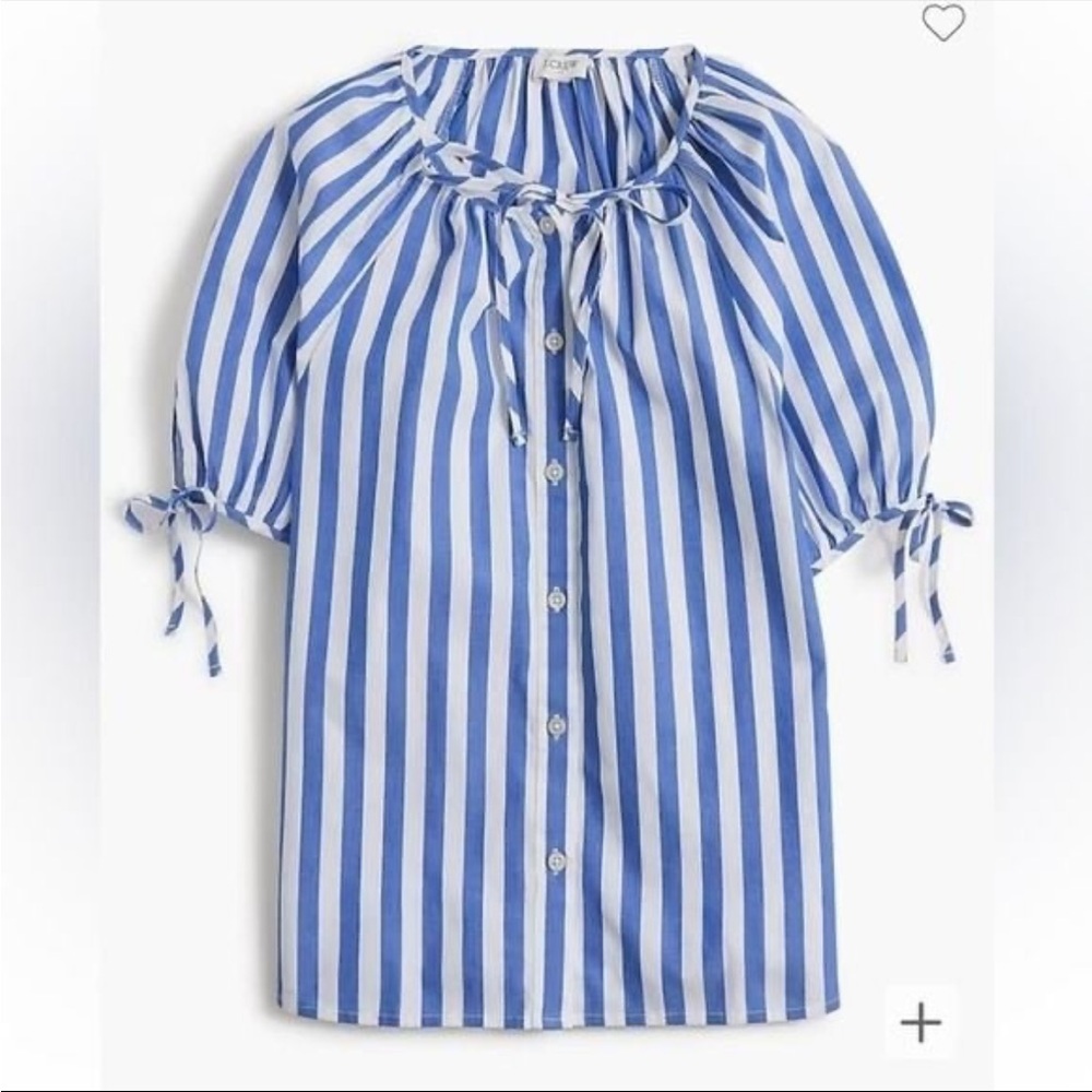 J Crew Button Front Top With Tie Sleeves M